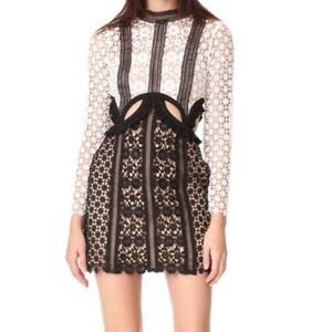 Self Portrait Payne Cutout Mini Dress, Black White, UK 10 / US 6, New